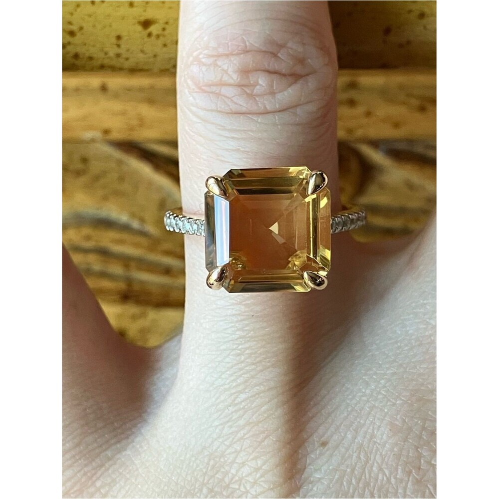 Natural Champagne Quartz Sterling Silver Ring Size 7.75